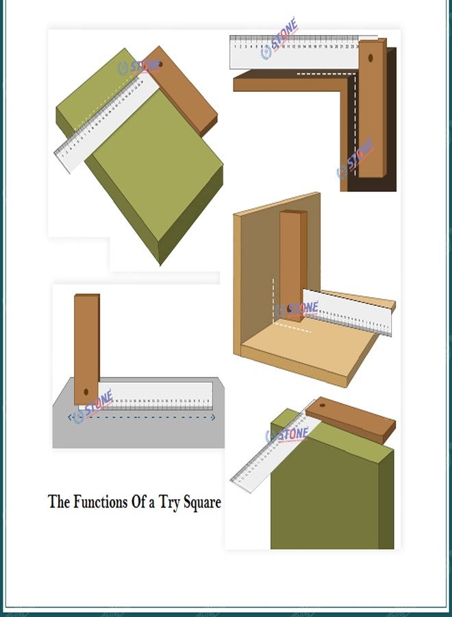 STONE 90 Degrees Stainless Steel Try Square Scale Ruler Measurement Tool - Image 4
